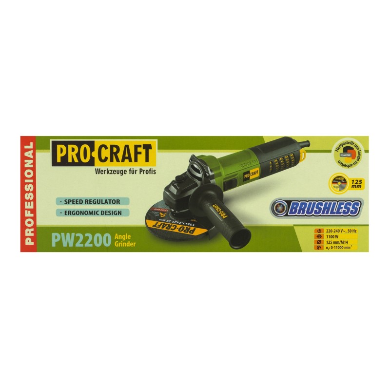 Flex polizor unghiular PW2200 PROCRAFT 1100W, 11000 rpm, Diametru disc 125 mm