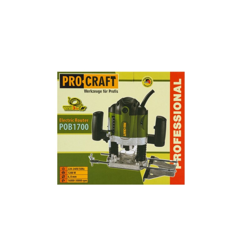 Freza lemn ProCraft POB1700, 1200 W, 26000 RPM, 50 mm Set 12 freze pentru lemn