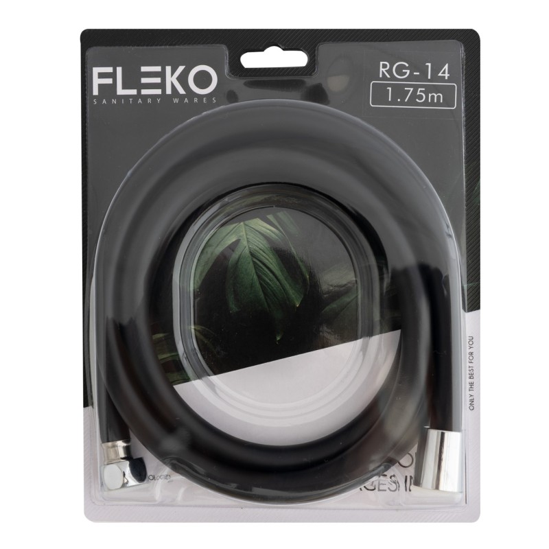 Furtun de dus din silicon negru 175 cm, FLEKO