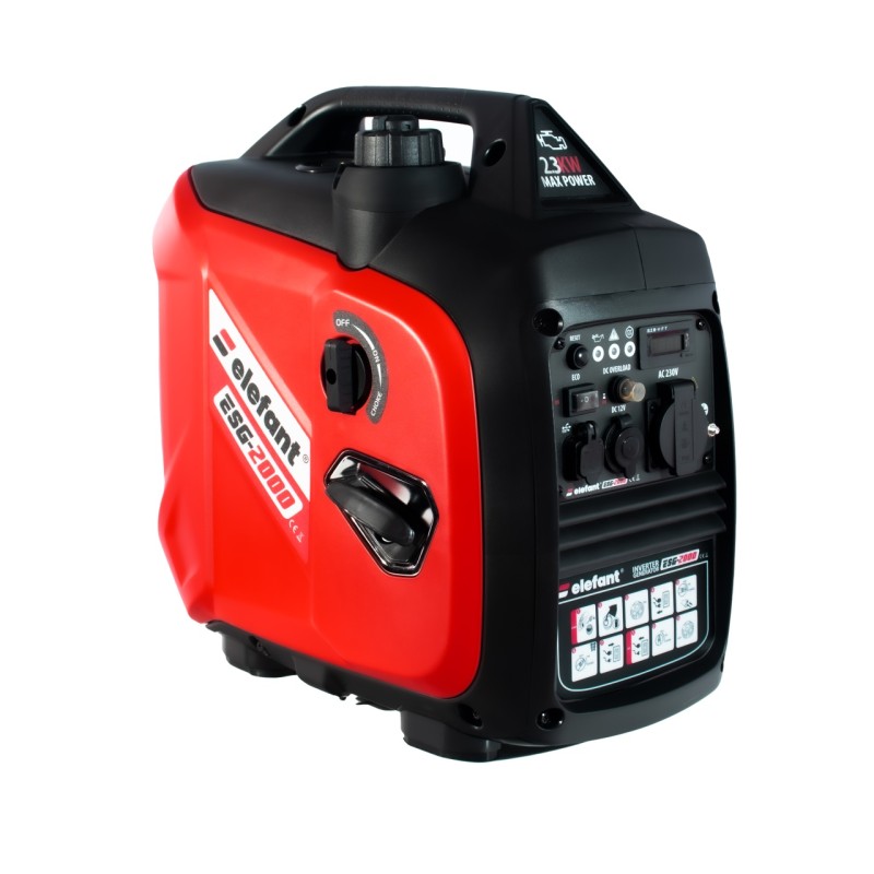 Generator cu Invertor ESG-2000 ELEFANT, Ieșire curent 2,3 kW, Siguranță de pornire, indicator de benzină, porturi USB