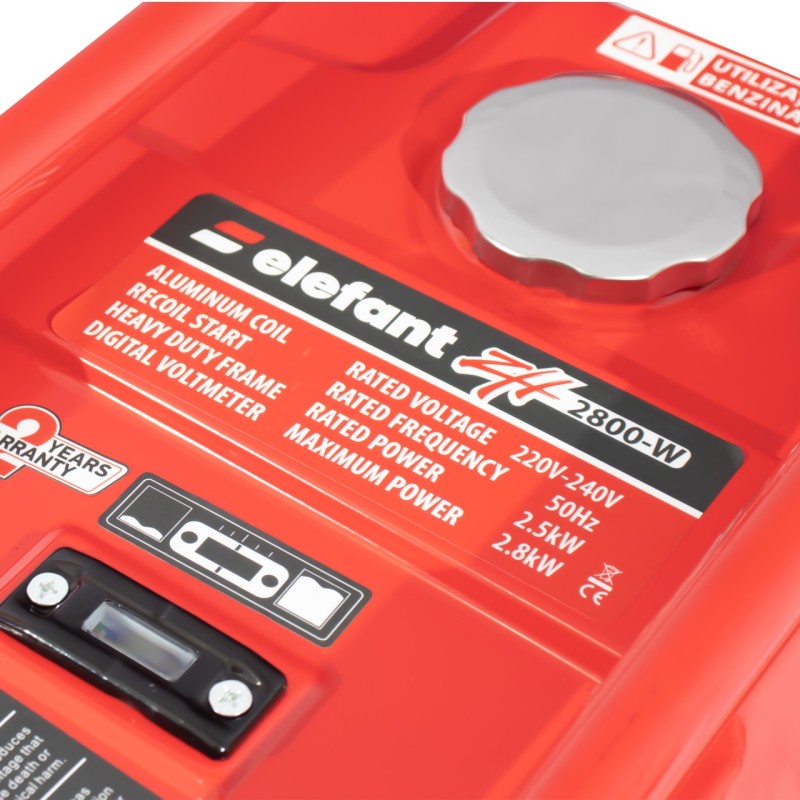 Generator pe benzina ZH2800-W ELEFANT , Ieșire curent 2,8 kW, 7 CP, siguranță de pornire, indicator de benzină