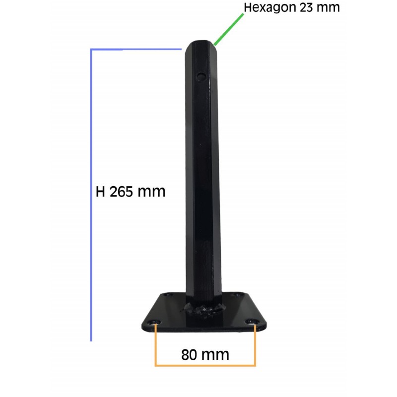 Manicot roata motocultor baza patrata (h 265mm - Hexagon 23mm)