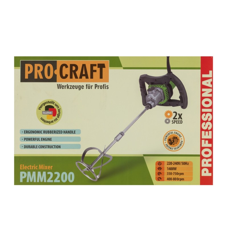 Mixer pentru mortar 1400 W, 800 rot/min, PMM2200 PROCRAFT