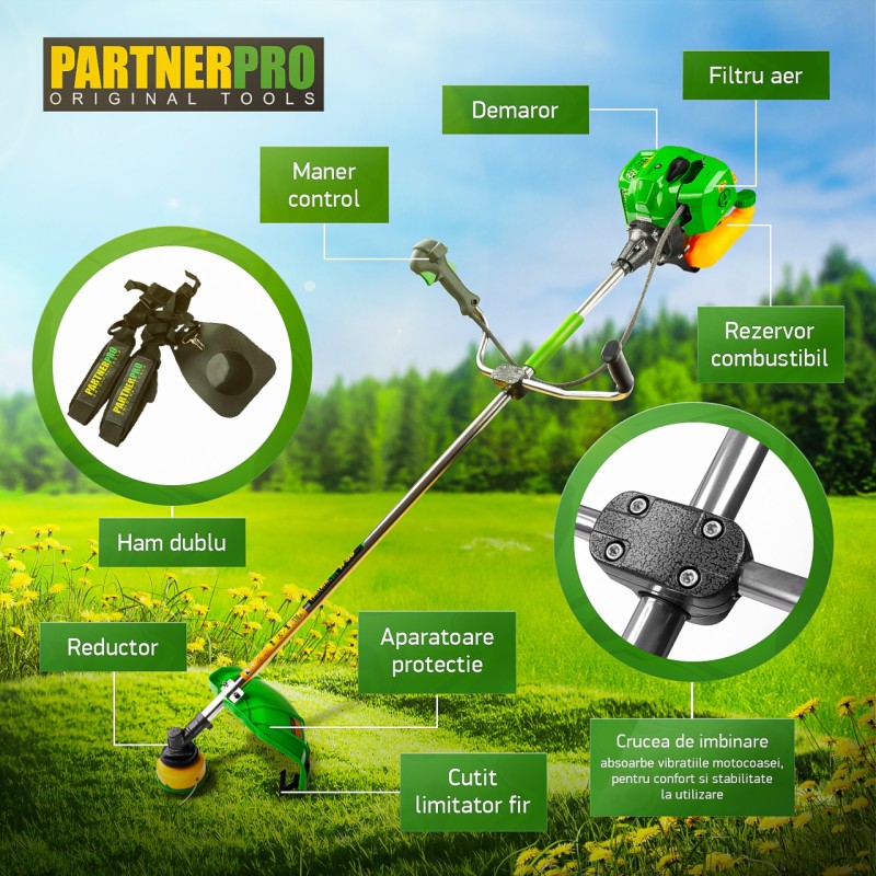 Motocoasa benzina PartnerPro PPA-56, 2T, 5.8 CP, 10000 rpm