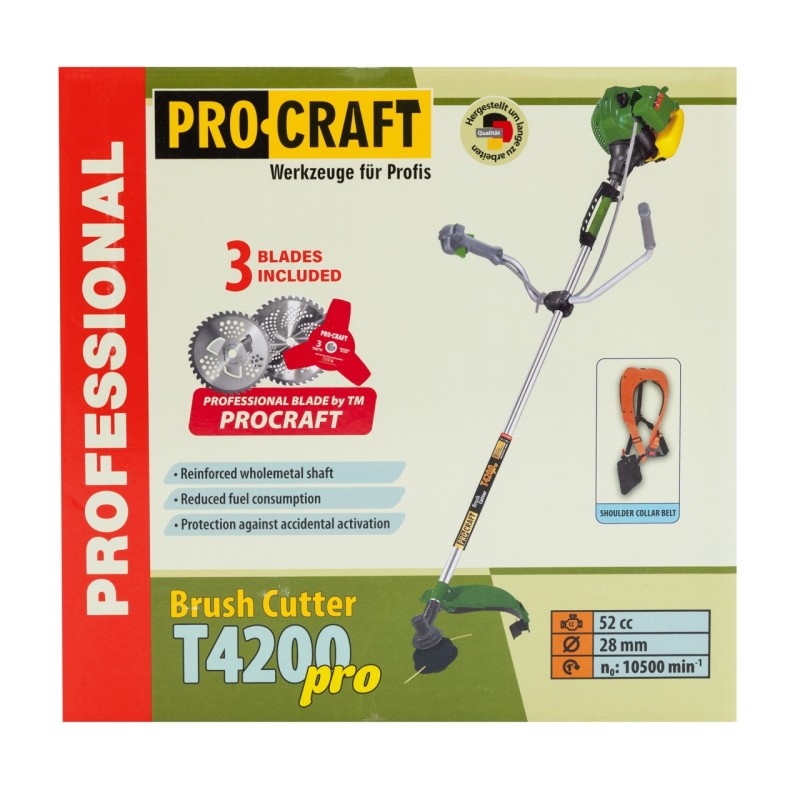 Motocoasa benzina Procraft T4200 Pro, 2 T, 5.6 CP, 9000rpm, 3 sisteme de taiere