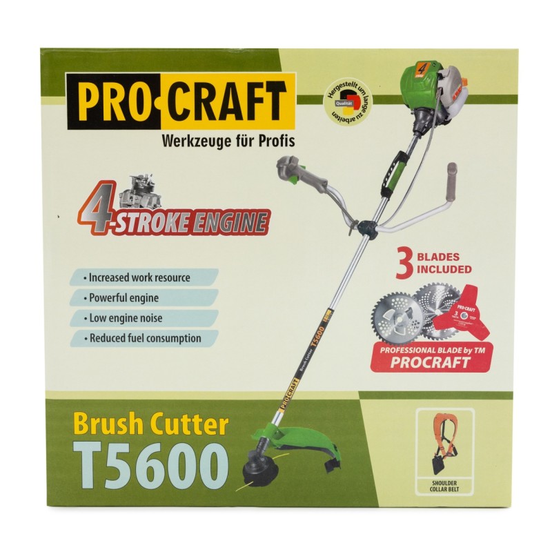 Motocoasa benzina Procraft T5600, 4T, 7.8CP, 9000 rpm, 3 sisteme de taiere