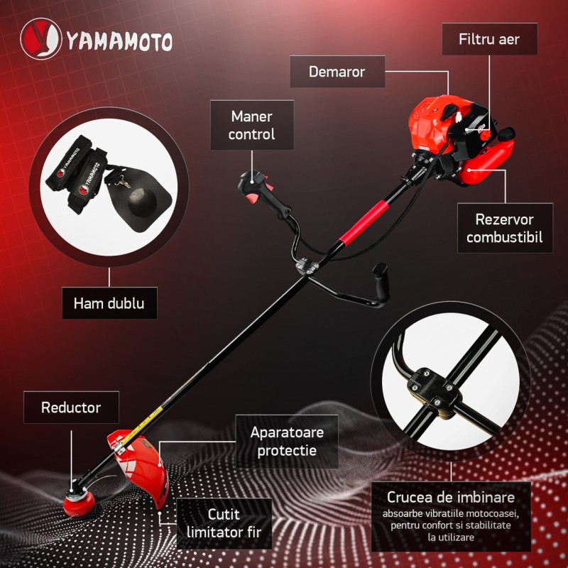 Motocoasa benzina Yamamoto YMA.56 , 2T, 5.8 CP, 10000 rpm