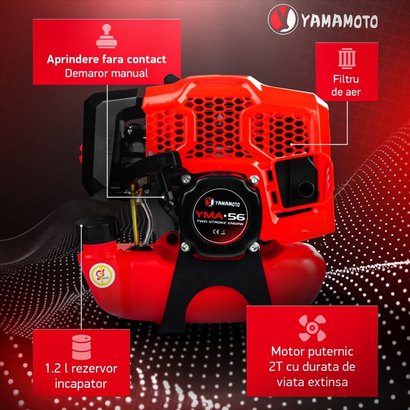 Motocoasa benzina Yamamoto YMA.56 , 2T, 5.8 CP, 10000 rpm