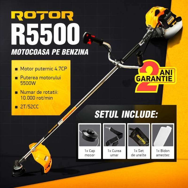 Motocoasa pe benzina R5500 ROTOR 4.7 CP , 5500 Watti