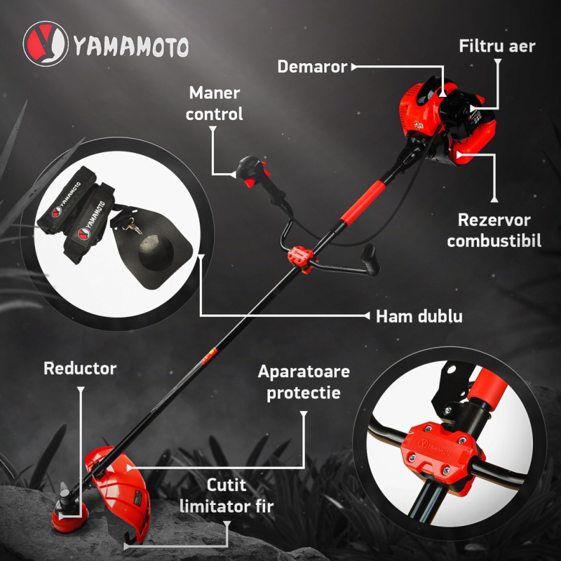 Motocoasa pe benzina Yamamoto YBC-57 6CP, 52CC, 2T