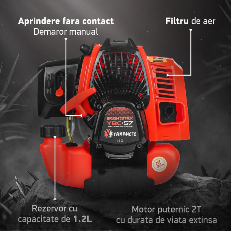 Motocoasa pe benzina Yamamoto YBC-57 6CP, 52CC, 2T