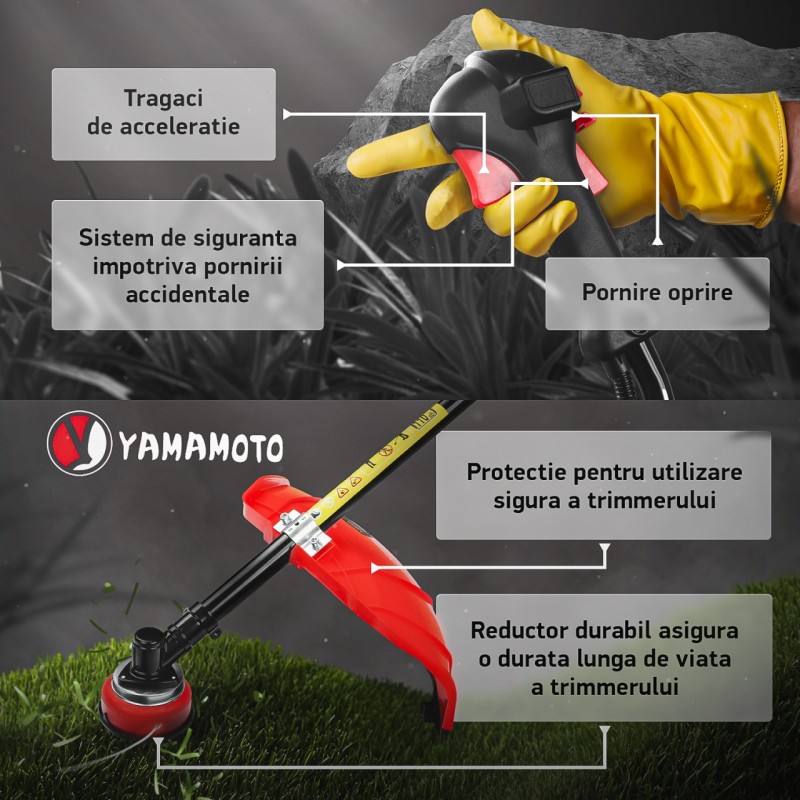 Motocoasa pe benzina Yamamoto YBC-57 6CP, 52CC, 2T