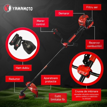 Motocoasa pe benzina YAMAMOTO YM-5600, 4 T , 5.6 CP, 52CC