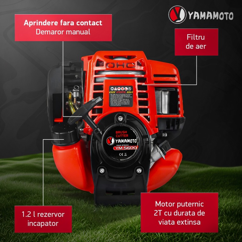 Motocoasa pe benzina YAMAMOTO YM-5600, 4 T , 5.6 CP, 52CC