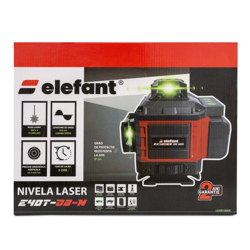Nivela Laser 4D ELEFANT E4DT-DB-M 3D – 3 x 360° (12 linii), 4D – 4 x 360° (16 linii)