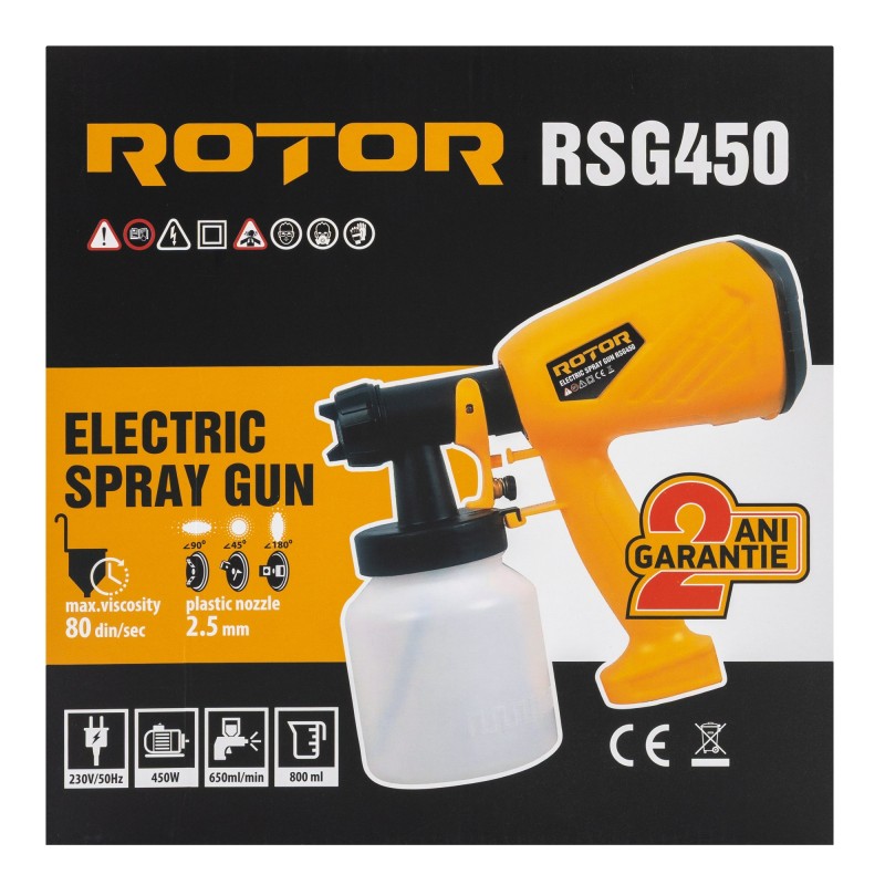 Pistol de vopsit ROTOR RSG450 , Putere 450W , Debit 650ml/min ,