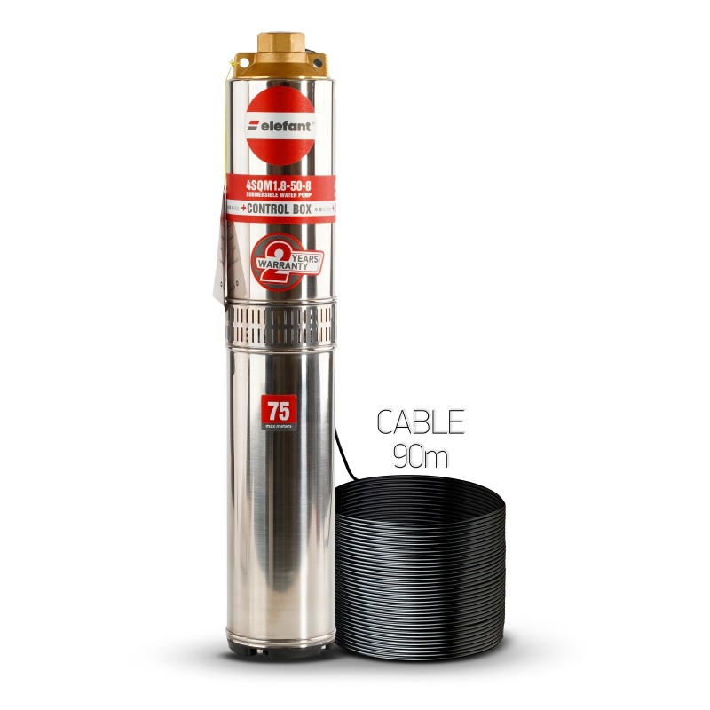 Pompa submersibilă multietajată ELEFANT 4SQM1.8-50-8, 970 W, 8 turbine , 3.6 m³/h, bobinaj cupru