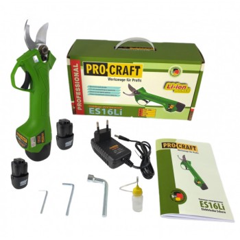 Procraft ES16Li, foarfeca cu acumulator pentru crengi, 16 V, 2Ah, Autonomie 4 ore