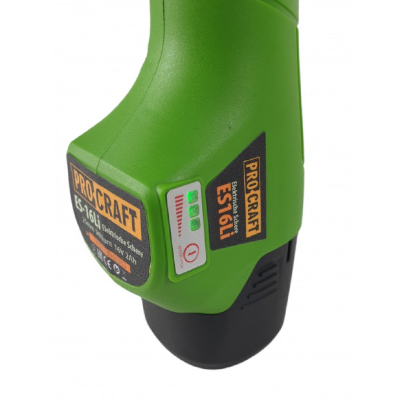 Procraft ES16Li, foarfeca cu acumulator pentru crengi, 16 V, 2Ah, Autonomie 4 ore