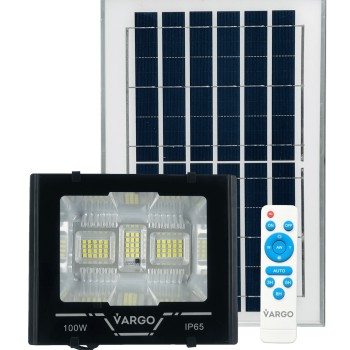 Proiector cu panou solar si telecomanda 100 W, 6500 K V-117924 VARGO