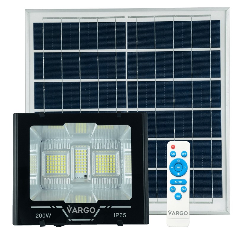 Proiector cu panou solar si telecomanda 200 W 6500 K V-11792 VARGO