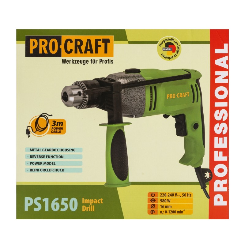 PS1650 Masina de gaurit cu percutie ProCraft, produsul contine taxa timbru verde 2.5 Ron, 3.23 kg