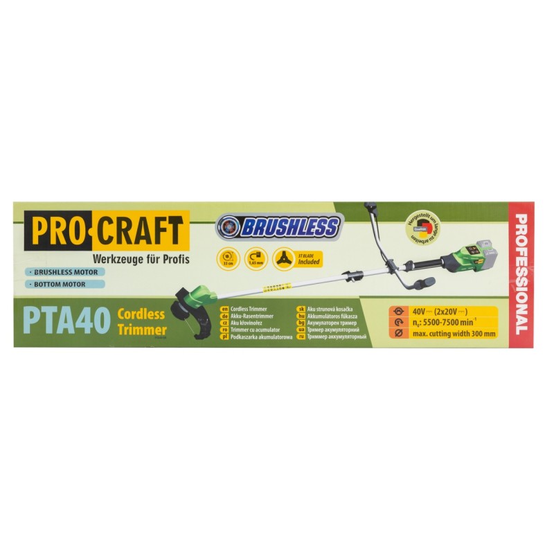 PTA40 Trimmer pentru tuns gazon/iarba pe acumulator fara acumulator si incarcator PROCRAFT