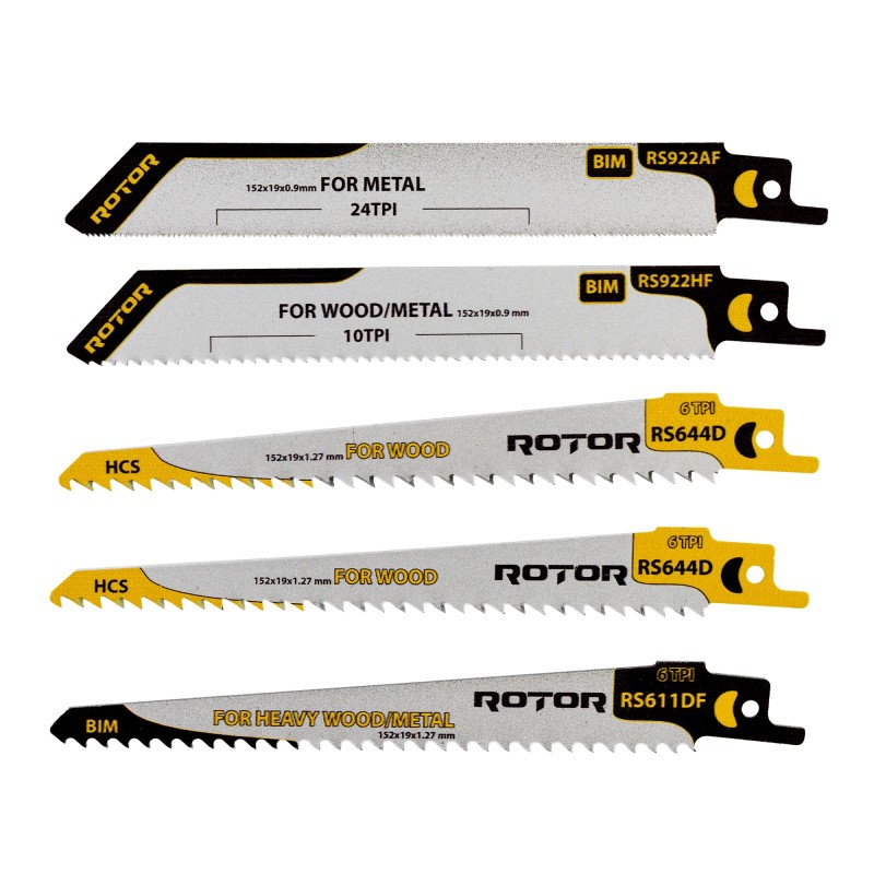 Set 5 Panze fierastrau sabie pentru Lemn/Metal ROTOR RSS1