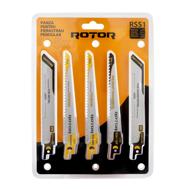 Set 5 Panze fierastrau sabie pentru Lemn/Metal ROTOR RSS1