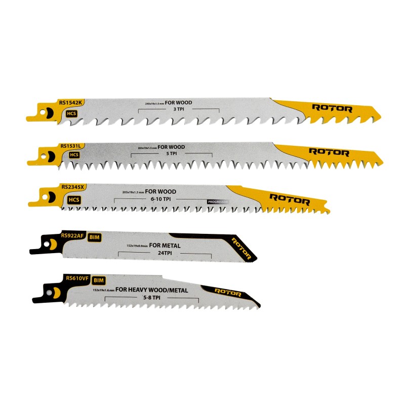 Set 5 Panze fierastrau sabie pentru Lemn/Metal ROTOR RSS2