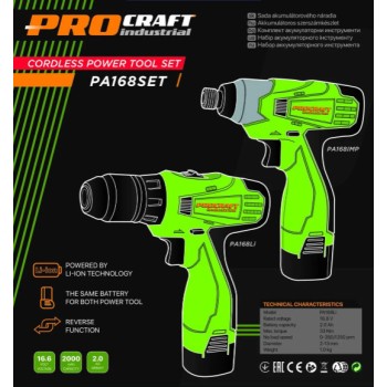 Set autofiletanta Procraft PA168 cu acumulator si pistol cheie cu impact cu acumulator Procraft