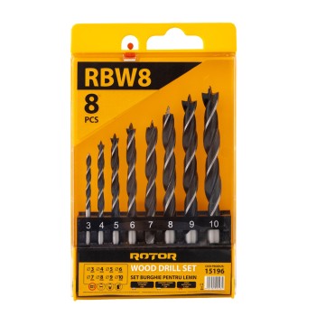 Set burghie pentru lemn, 8 piese ROTOR RBW8