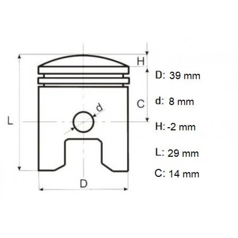Set piston 4T GX35 39 mm, Elefant