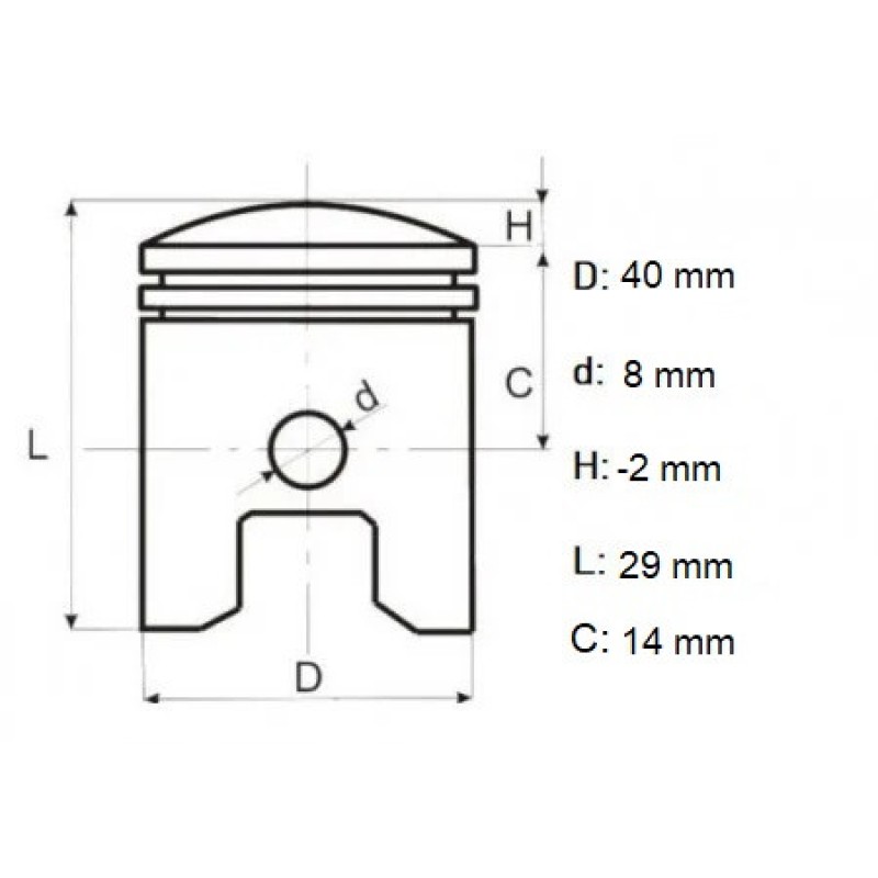 Set piston 4T GX35 40mm, Elefant