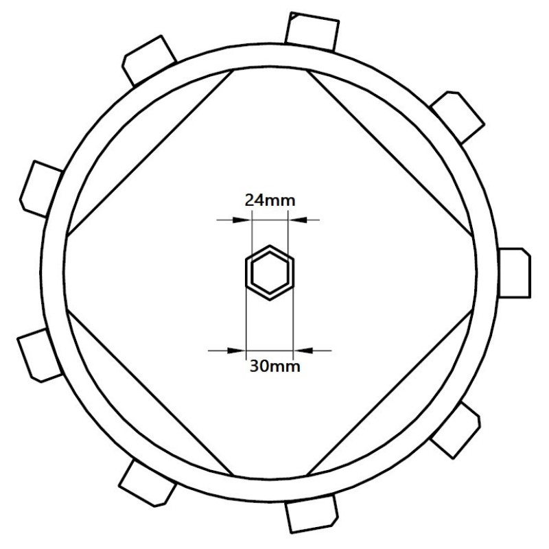 Set roti metalice 300x135 cu manicot, 23 de axe, Elefant