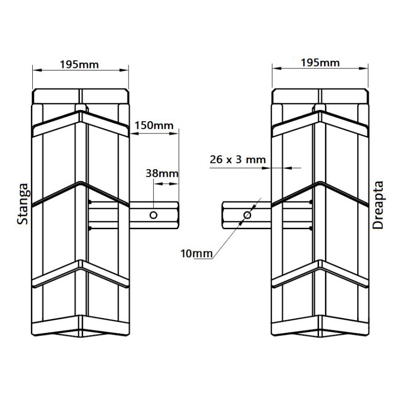 Set roti metalice 470x195 cu manicot, diametru ax 33mm, Elefant