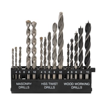 Trusa burghie pentru lemn, piatra si metal 15 buc ROTOR RBM15