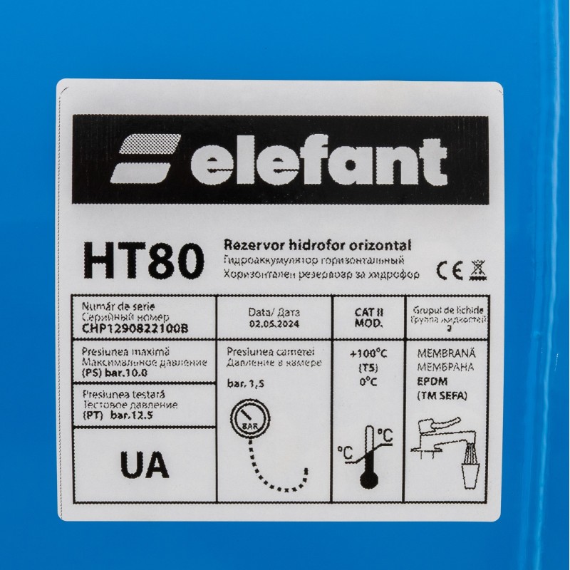 Vas de expansiune , 80L, orizontal, Elefant