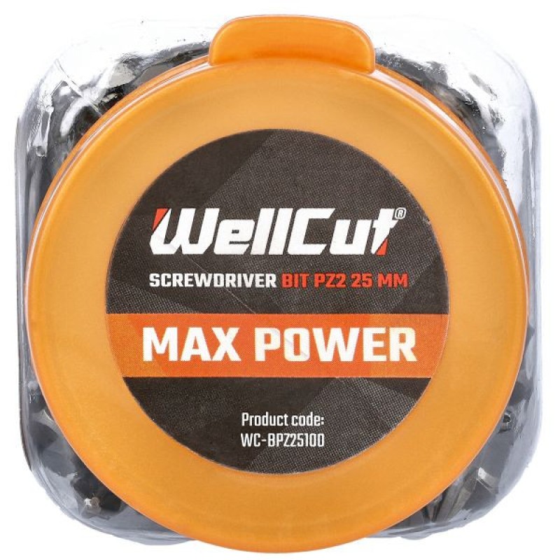 WC-BPZ25100 WELLCUT SCREWDRIVER BIT PZ2 100 PCS PZ2 25 MM