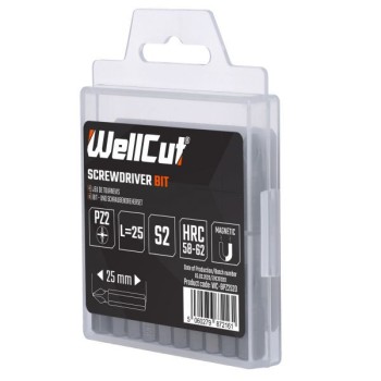 WC-BPZ2520 WELLCUT SCREWDRIVER BIT PZ2 20 PCS PZ2 25 MM