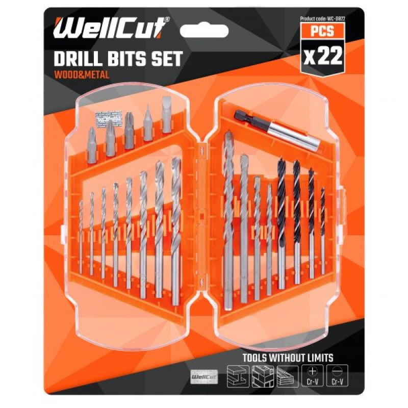 WC-DB22 Wellcut BIT SET 22PCS DRILL & SCREWDRIVER SET