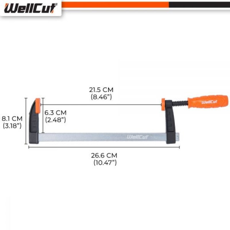 WC-FC1240 WELLCUT Woodworking Bar Clamp F-Style 120X400 Force 320 kg