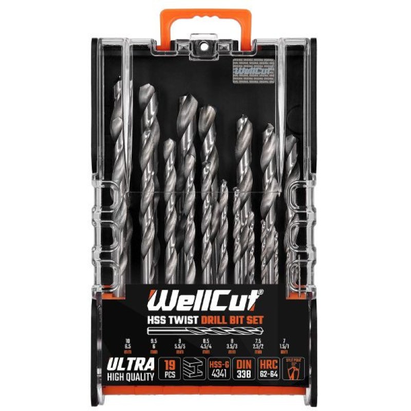 WC-HSS19PU WellcutHSS TWIST DRILL BIT SET 19 PCS, ULTRA