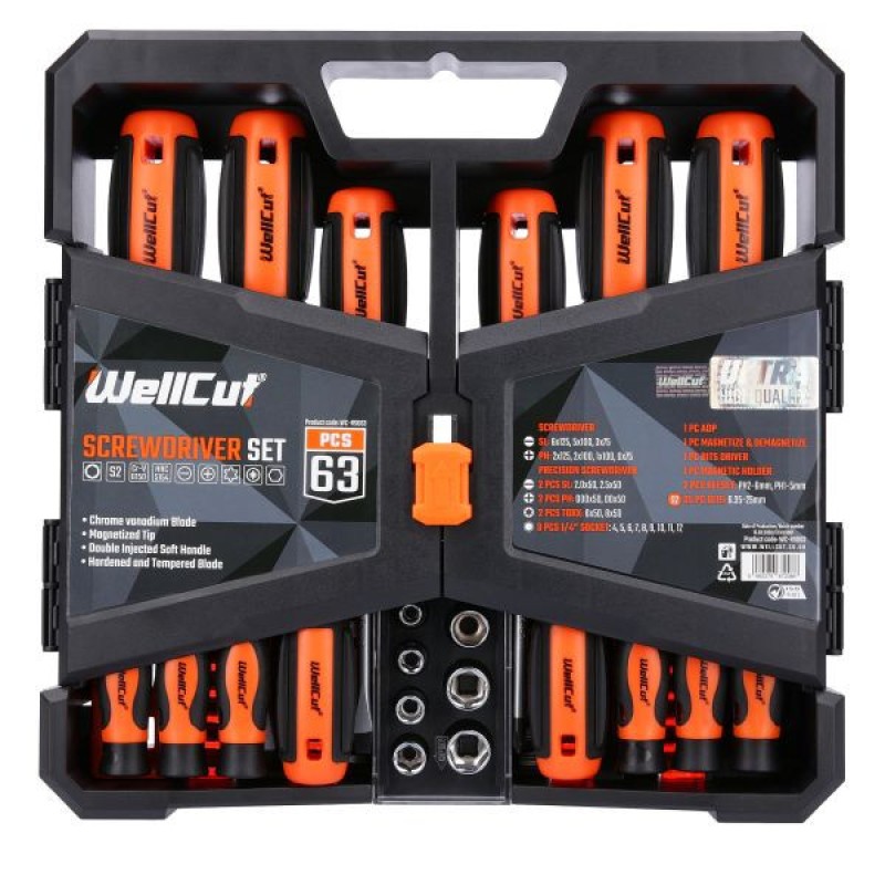 WC-RSD63 WELLCUT RATCHET SCREWDRIVER RATCHET SCREWDRIVER SET 63 Pcs