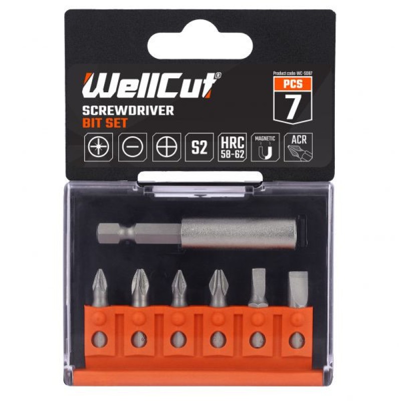 WC-SDB7 WELLCUT SCREWDRIVER BIT SET 7 PCS