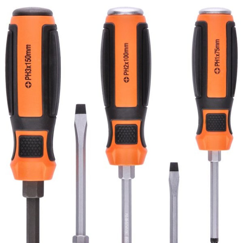 WC-SDD6U WELLCUT GO-THROUGH SCREWDRIVER NON-SLIP PRO 6 PCS