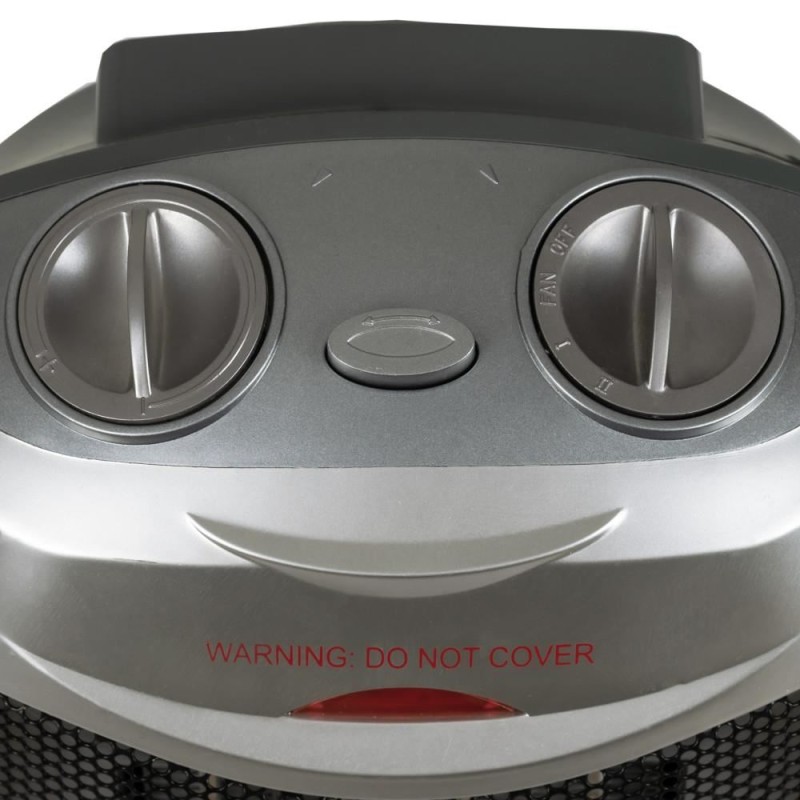 Aeroterma ceramica HAUSBERG HB-8300, 1500W, Termostat Reglabil, 2 Viteze, Functie Ventilator, Siguranta Anti Cadere, Silentios, Maner transport, Argintiu