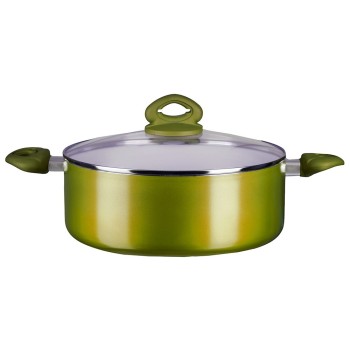 Oala ceramica cu capac Hausberg HB-H714GA, manere silicon, 4 l, 24x10.2 cm, Galben