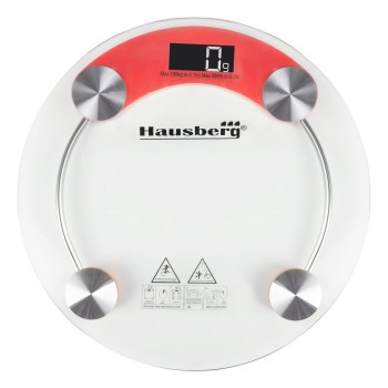 Cantar corporal HAUSBERG HB-6000RS, display LCD, inchidere automata, indicator baterie, 180 kg, Sticla transaparenta, Rosu