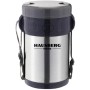 Cutie de pranz Thermos Hausberg HB H1461, 2 litri, otel inoxidabil, 3 recipiente separate, lingura, furculita, inox